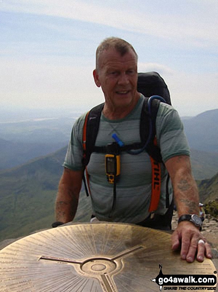 Walk gw110 Snowdon via The Snowdon Ranger Path - Vince Wetton on the summit of Snowdon (Yr Wyddfa) in 2010