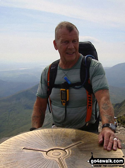 Walk gw136 The Snowdon (Yr Wyddfa) Horseshoe from Pen y Pass - Vince Wetton on the summit of Snowdon (Yr Wyddfa) in 2010