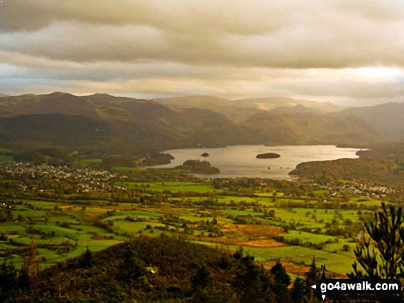 Walk c315 Carl Side and Dodd (Skiddaw) from Dodd Wood - Keswick and Derwent Water from Dodd (Skiddaw).
