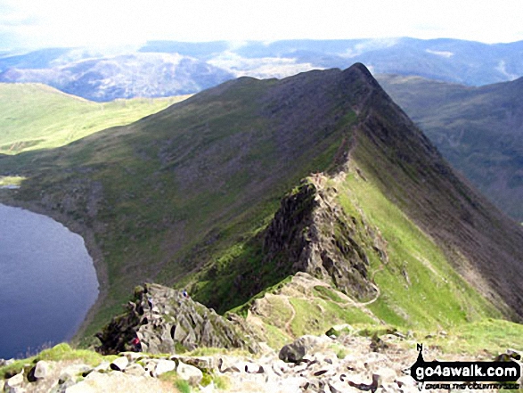 Walk c394 Helvellyn, Catstye Cam and Sheffield Pike from Glenridding - Red Tarn and Striding Edge from Helvellyn