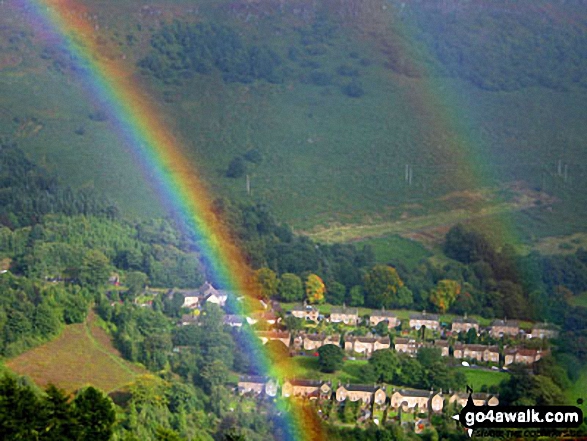 A rainbow over Bamford Moor from  near to the top of Parkin Clough, Winhill Pike (Win Hill)