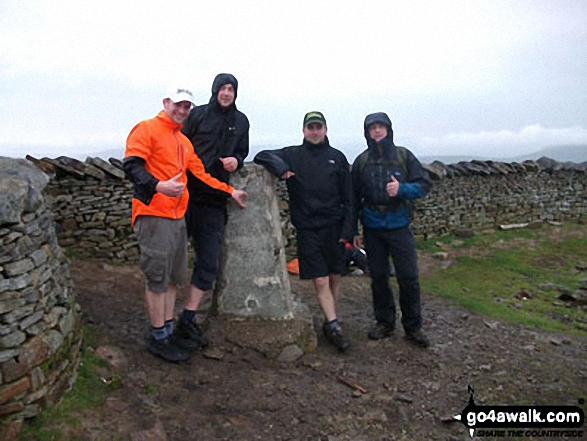 Phil, Carl, Chris and Charlie - 1st time Yorkshire 3 Peakers at Whernside summit