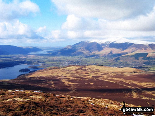 Walk c318 High Seat and Bleaberry Fell from Armboth - Keswick and Skidddaw from Bleaberry Fell