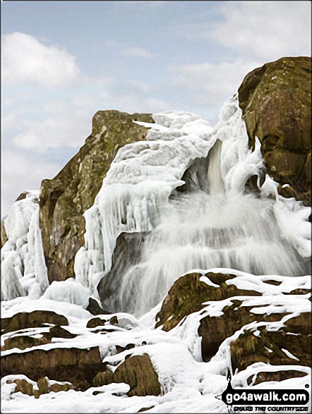 Frozen Pistyll Rhyd-y-meinciau waterfall 