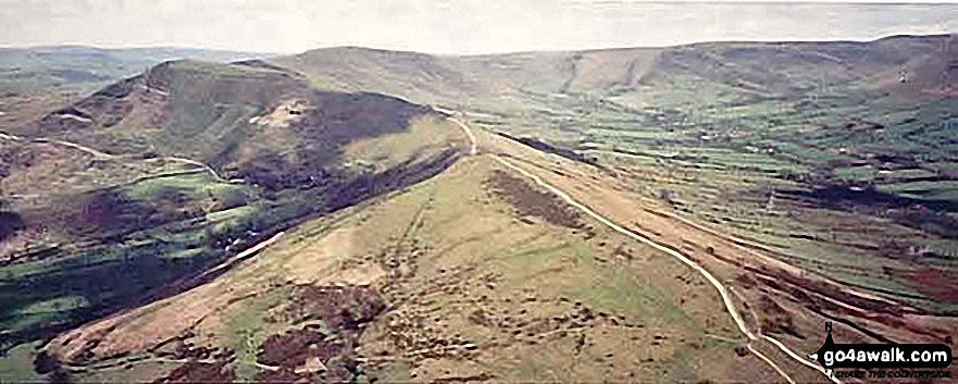 Walk d123 Mam Tor via Cavedale from Castleton - *Aerial Panorama of Hollins Cross and Mam Tor from above Back Tor