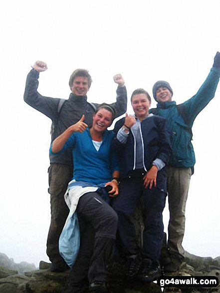 Walk gw186 Garnedd Ugain, Snowdon (Yr Wyddfa) & Moel Cynghorion from Llanberis - At the top of Snowdon (Yr Wyddfa) with Kate, Ross and Robbie!