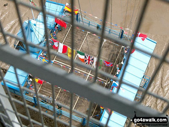 Looking down from The Transporter Bridge across the River Usk (Afon Wsyg) in Newport 