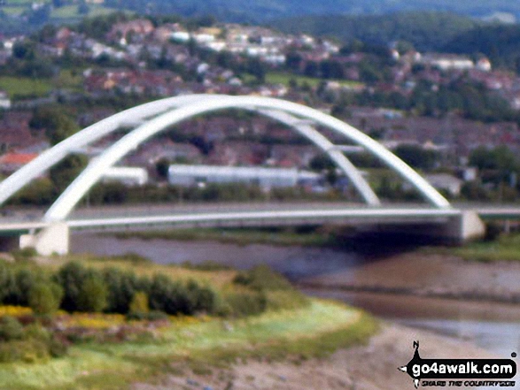 Road bridge over the River Usk (Afon Wsyg) from The Transporter Bridge across in Newport 