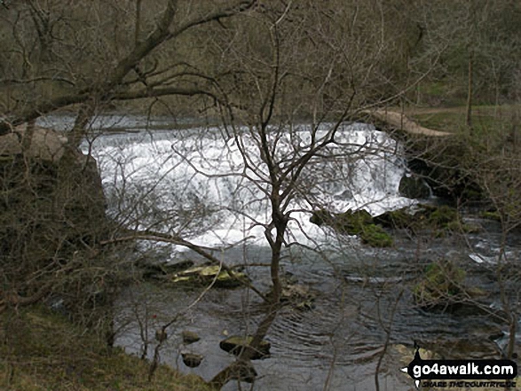 Walk d230 Monsal Dale from Ashford in the Water - The River Wye weir in Monsal Dale