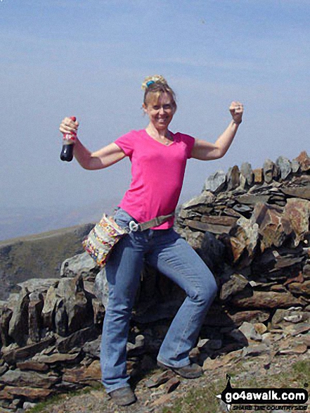 Walk gw117 Snowdon and Yr Aran via The Watkin Path from Bathania, Nantgwynant - Me at the top of Snowdon