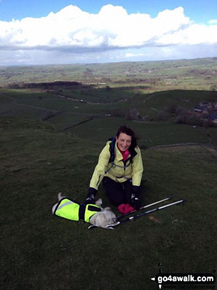 Walk s232 Dale Bottom, Wetton Hill and Ecton Hill from Alstonefield - Me and my mascot Maisie on top of Wetton Hill