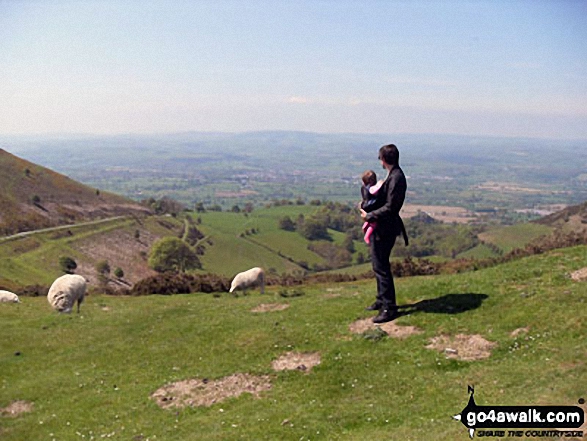 Walk dn142 Moel Famau from Moel Famau Country Park - My husband James and our 11 month old daughter Ember on Moel Famau