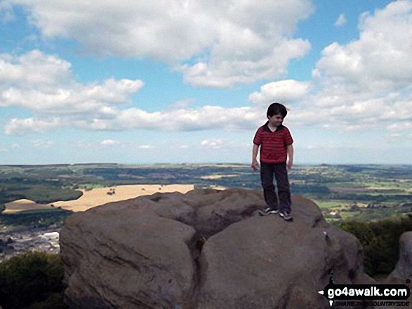 My little man on top of The Chevin (Otley Chevin) 