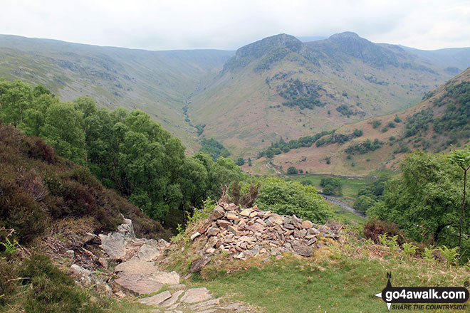 Walk c115 Langstrath Beck from Rosthwaite - Eagle Crag and Sergeant's Crag from Lingy End