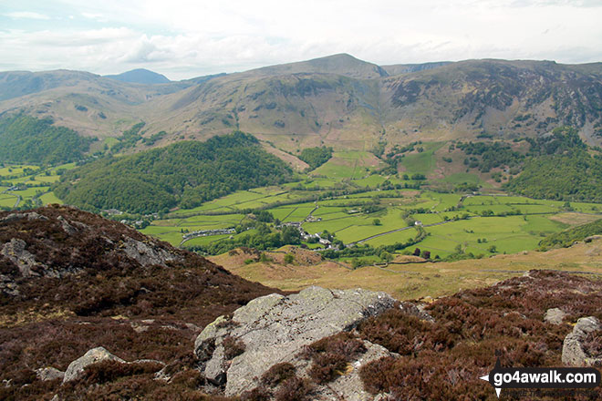 Walk c143 Brund Fell and King's How from Rosthwaite - Rosthwaite and Borrowdale from the summit of Great Crag