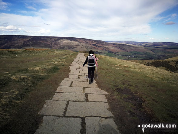 Walk d158 Sparrowpit and Mam Tor from Castleton - The paved path on Mam Tor