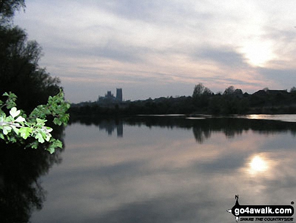 Sunset over Ely Cathedral and the River Great Ouse 