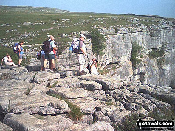 Walk ny202 Malham from Settle - Limestone Pavement on top of Malham Cove