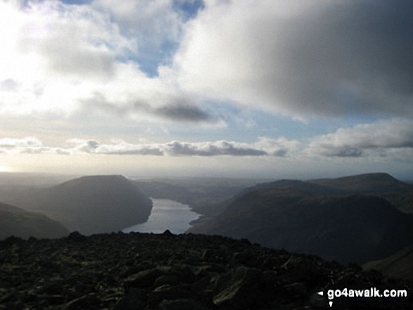 Walk c442 Great Gable and Green Gable from Honister Hause - Wast Water from teh summit of Great Gable