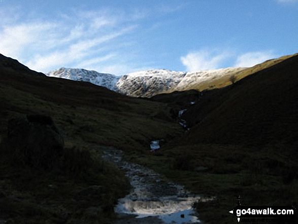 Walk c167 Wetherlam and Swirl How from Low Tilberthwaite - Great Carrs and Swirl How under a dusting of snow from Greenburn Beck