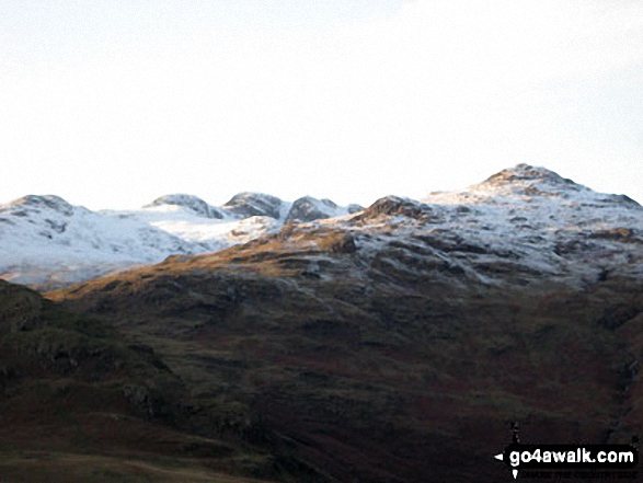 Crinkle Crags with snow dusting from Wetherlam Edge 