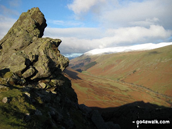 Walk c294 Steel Fell from Grasmere - The Howitzer on Helm Crag with Helvellyn and The Pass of Dunmail Raise beyond