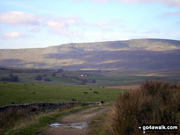 The Ribblehead Viaduct with the huge bulk of Wernside beyond from near God's Bridge 