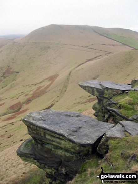 Walk d156 Kinder Low (Kinder Scout), Brown Knoll (Edale), South Head (Hayfield) and Mount Famine from Bowden Bridge, Hayfield - South Head (Hayfield) from the top of Mount Famine