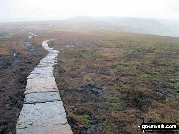 Walk d156 Kinder Low (Kinder Scout), Brown Knoll (Edale), South Head (Hayfield) and Mount Famine from Bowden Bridge, Hayfield - The paved path between Brown Knoll and South Head (Hayfield)