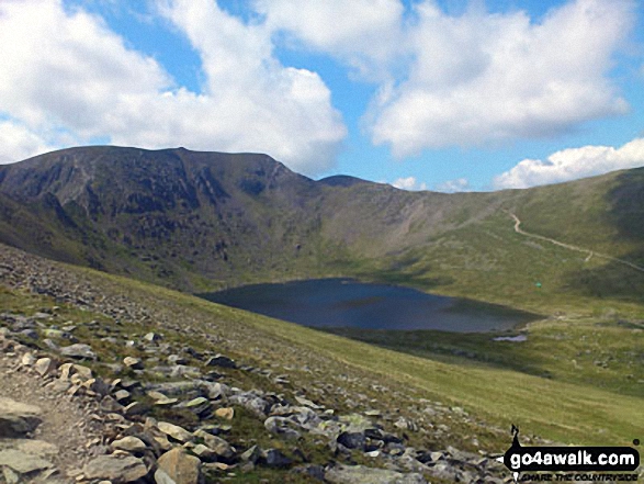 Helvellyn, Swirral Edge and Red Tarn taken from Hole-in-the-Wall at the beginning of Striding Edge