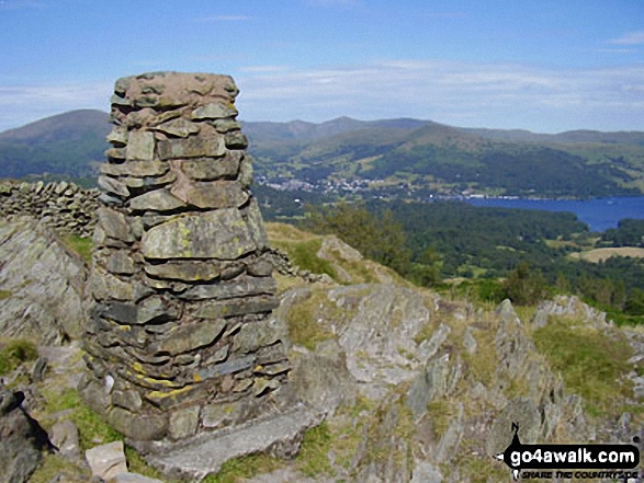 Walk c353 Holme Fell, Black Fell (Black Crag) and Tarn Hows from Tom Gill - Ambleside and Lake Windermere from Black Fell (Black Crag) summit