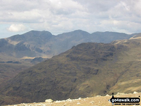 Walk c179 The Seathwaite Round from Seathwaite, Duddon Valley - The Scafell Massif from Great Carrs