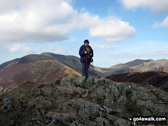 On top of Causey Pike with Scar Crags, Sail (Derwent Fells) and Crag Hill (Eel Crag) behind 20th April 2013