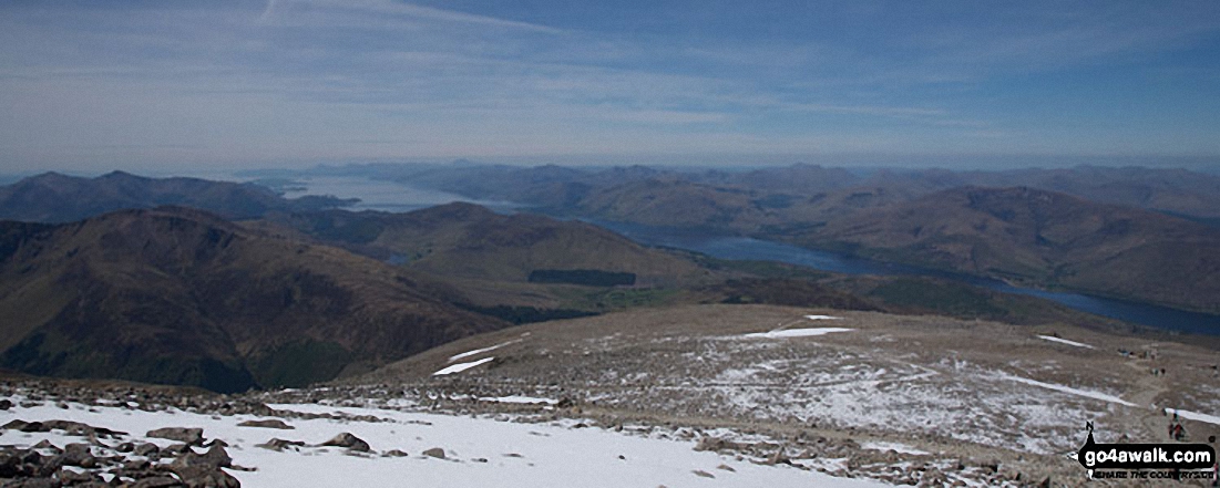 Walk h154 Ben Nevis and Carn Mor Dearg from The Nevis Range Mountain Gondola - Loch Linnhe from the summit of Ben Nevis