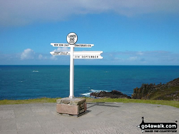 Walk co115 Sennen Cove from Land's End - The famous sign post featuring John O'Groats at Land's End