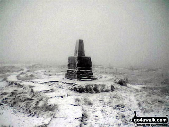 Walk n119 The Cheviot and Cairn Hill from Harthope Burn Velley - The Cheviot summit in the snow