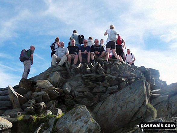 Walk gw117 Snowdon and Yr Aran via The Watkin Path from Bathania, Nantgwynant - Myself, Willo, Barnsey and Mark at the top of Snowdon (Yr Wyddfa) in September!