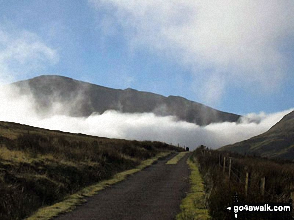 Walk gw118 Moel Cynghorion, Foel Gron and Moel Eilio from Llanberis - Moel Eilio rising above a temperature inversion from the Llanberis Path up Snowdon (Yr Wyddfa)