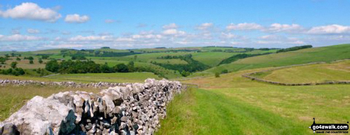 Walk s111 Dove Dale, Ilam, Castern Hall and Stanshope from Milldale - The White Peak countryside above Milldale