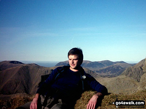 Walk c110 The Eskdale Skyline from Wha House Farm, Eskdale - Relaxing on Scafell Pike summit