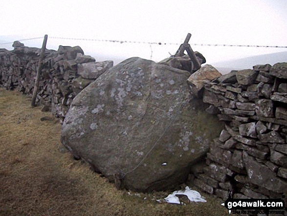 Walk ny141 Gragareth and Green Hill from Kingsdale - County Stone, marking the north east tip of Lancashire, located 750m  due south of the summit of Great Coum