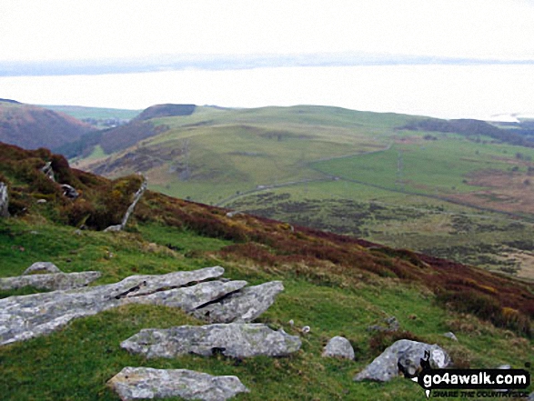 Walk cw172 Tal y Fan, Foel-ganol and Yr Orsedd from Bwlch y Ddeufaen - Anglesea and Conwy Bay from the summit of Foel Dduarth