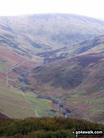 Afon Anafon with Drum (Carneddau) beyond from the summit of Yr Orsedd 