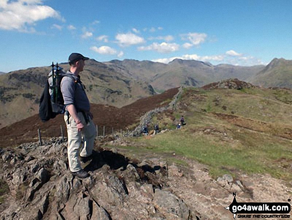 Walk c206 Lingmoor Fell and Little Langdale from Blea Tarn (Langdale) nr Elterwater - Mike on top of Lingmoor Fell