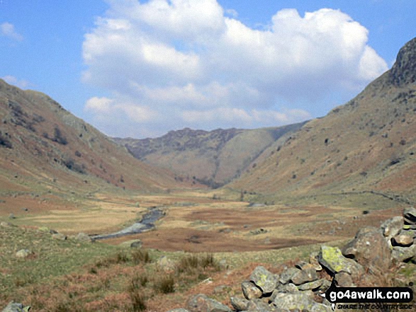 Walk c243 High Raise and Ullscarf from Rosthwaite - The Langstrath Valley from Stonethwaite Beck