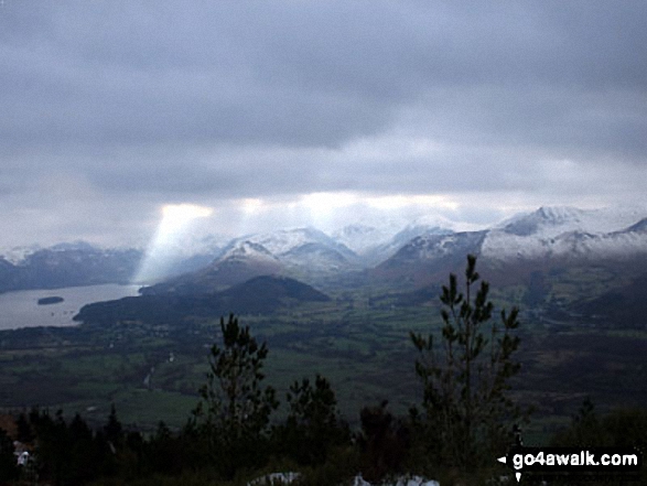 Walk c447 The Skiddaw Massif from Millbeck, nr Keswick - Derwent Water and the Newland Fells from Dodd (Skiddaw) Summit