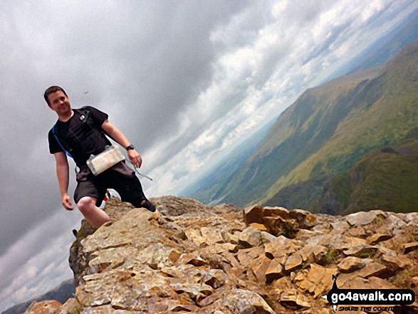 Walk gw136 The Snowdon (Yr Wyddfa) Horseshoe from Pen y Pass - Me on top of the Crib Goch ridge