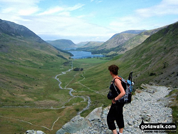 Walk c295 Hay Stacks and Fleetwith Pike from Gatesgarth, Buttermere - Buttermere from near Blackbeck Tarn - a path travelled