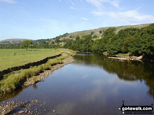 Walk ny140 Fremington Edge and Calver Hill from Reeth - The River Swale near Reeth