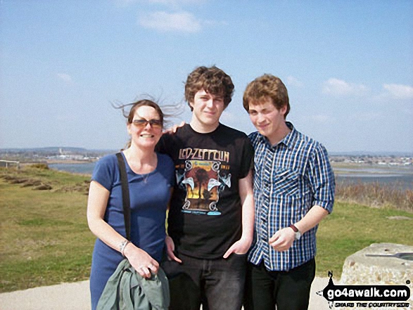 My sons Jack and George, with me walking on the top of Hengistbury Head above Christchurch Harbour 